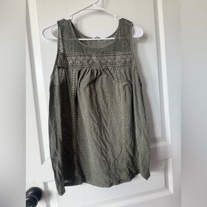 Sonoma Green Embellished Tank Top Relaxed Fit